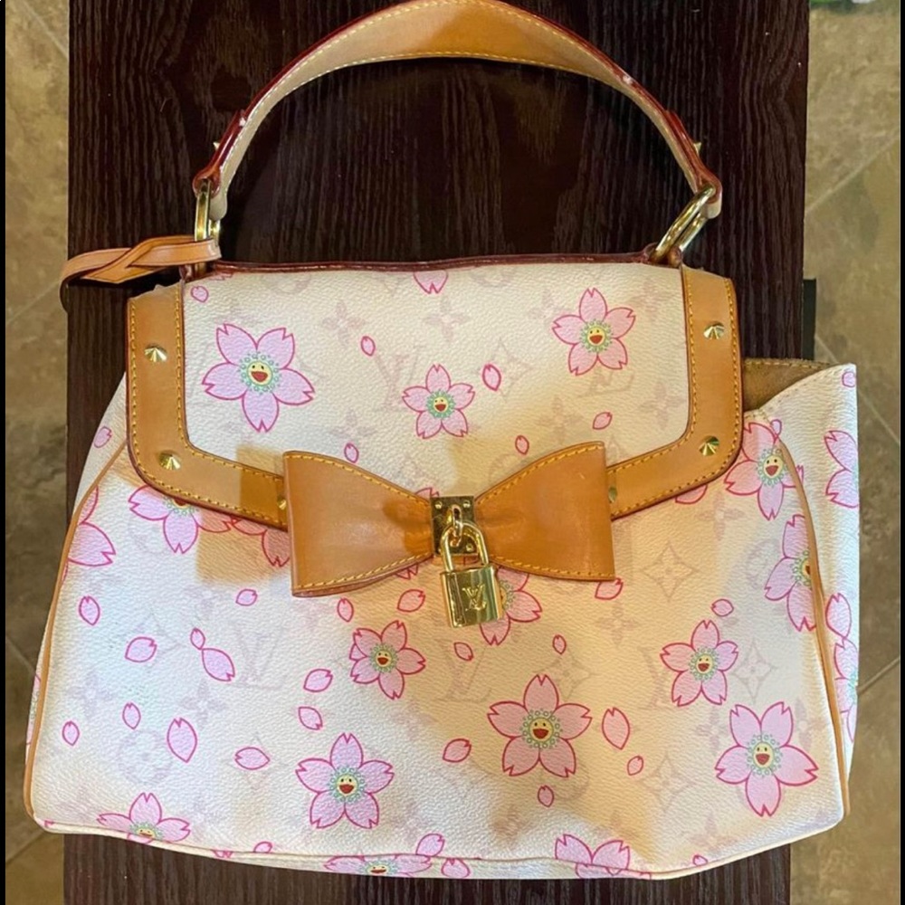 White with Pink Cherry Blossom Louis Vuitton Purse